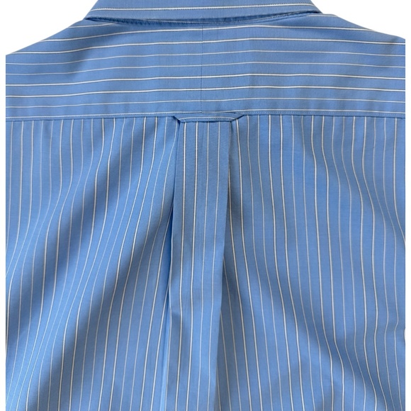 Vintage 80s Roundtree & Yorke Gold Label Pinpoint Non-Iron Dress Shirt 16.5 Blue - Picture 8 of 13